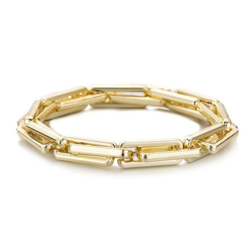 Adornia Gold Rectangle Paperclip Chain Bracelet, NWT
